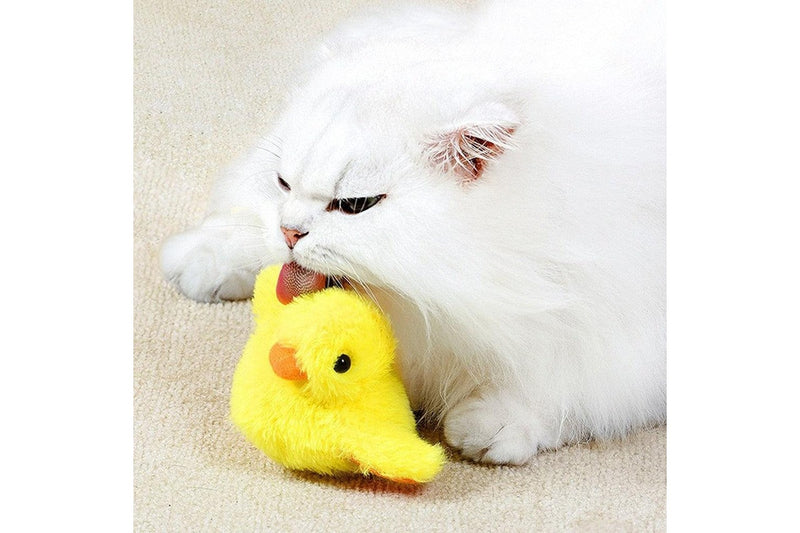 Little Yellow Duck Plush Doll Flapping Vibration Cat Interactive Toy Rechargeable