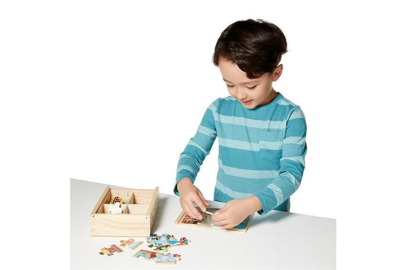 Melissa & Doug: Wooden Jigsaw Puzzles in a Box - Vehicles