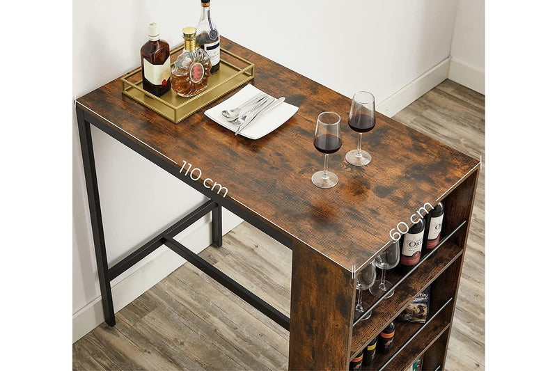 Vasagle : Bar Table With Storage Shelf - Rustic Brown