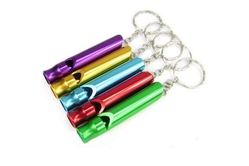 5Pcs Aluminum Alloy Whistle With Keyring For Outdoor Activities Silver - Silver