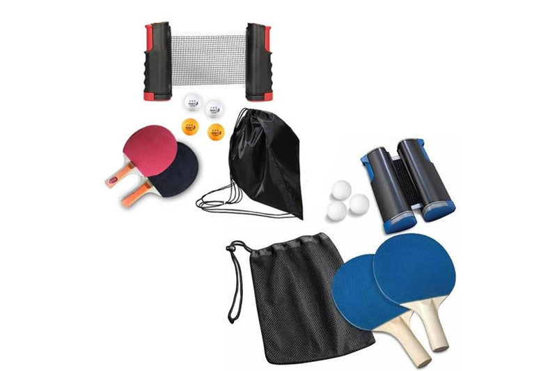 Home Ping Pong Set With Paddles Balls And Table Tennis Net - Red Black Set