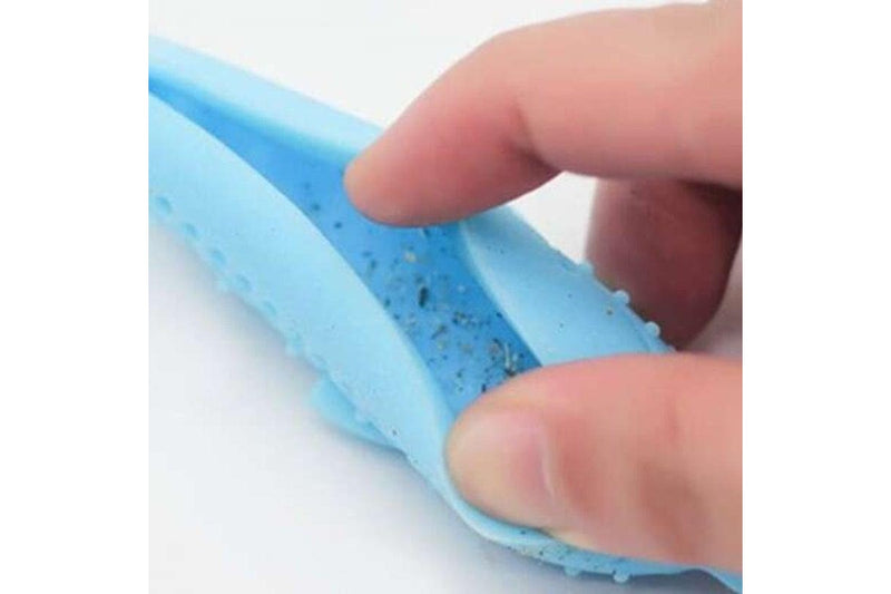 Silicone Fish Type Pet Cat Toothbrush Catnip Bite Clean Molar Toy Stick Deep Sky Blue - Standard