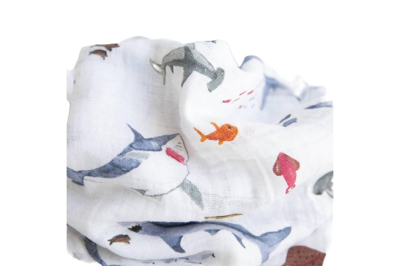 Little Unicorn: Single Cotton Muslin Swaddle - Shark