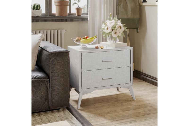 Fraser Country: Lyle 2 Drawer Dresser Nightstand - Snow Velvet Light Grey