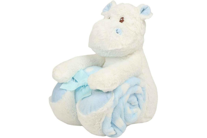 Mumbles Hippo Plush Toy (White/Blue) (One Size)