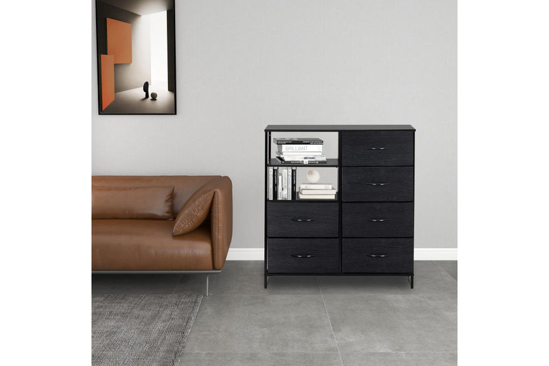 Ovela 6 Drawer Storage Chest With Shelf - Nordic Black