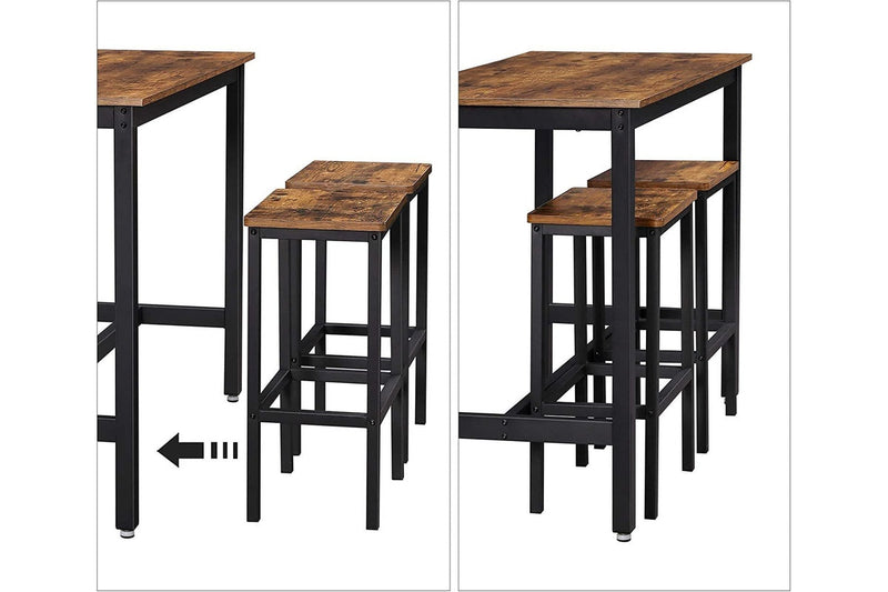 Vasagle Dining Bar Table Set - Rustic Brown