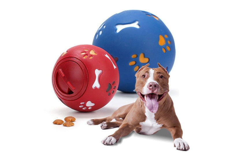 2 Sets of Interactive Pet Ball Boredom Buster Treat Dog Toy Red - L