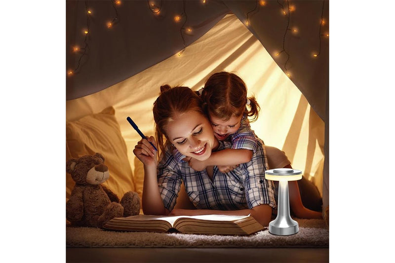 LUMIRO Portable LED Table Lamp with Touch Sensor - Silver