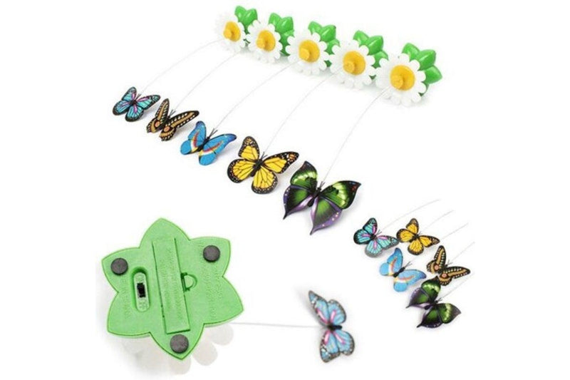 Kitten Electric Rotating Butterfly Bird Rod Wire Cat Toy Pattern Random Green - Standard