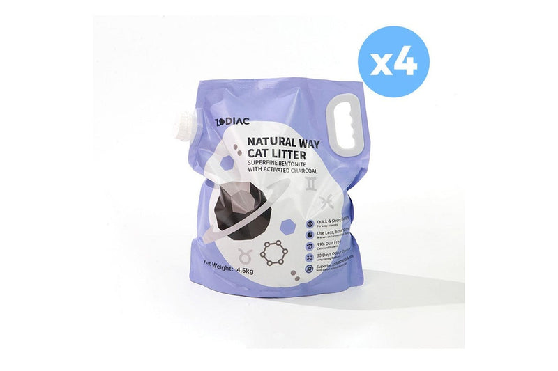 Zodiac Natural Way Superfine Bentonite With Activated Charcoal Cat Litter 4.5Kgx4 - One Size