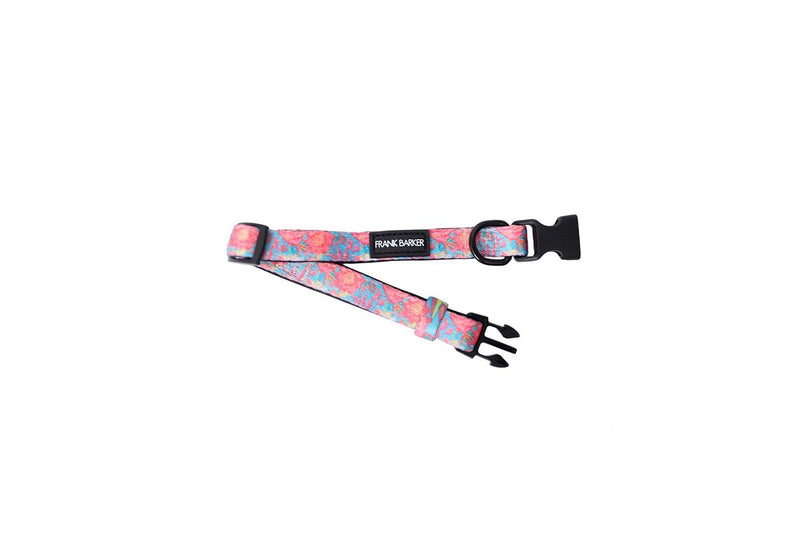 Frank Barker Adjustable 25-40cm Floral Dog Pet Collar Neck Strap w Clasp S