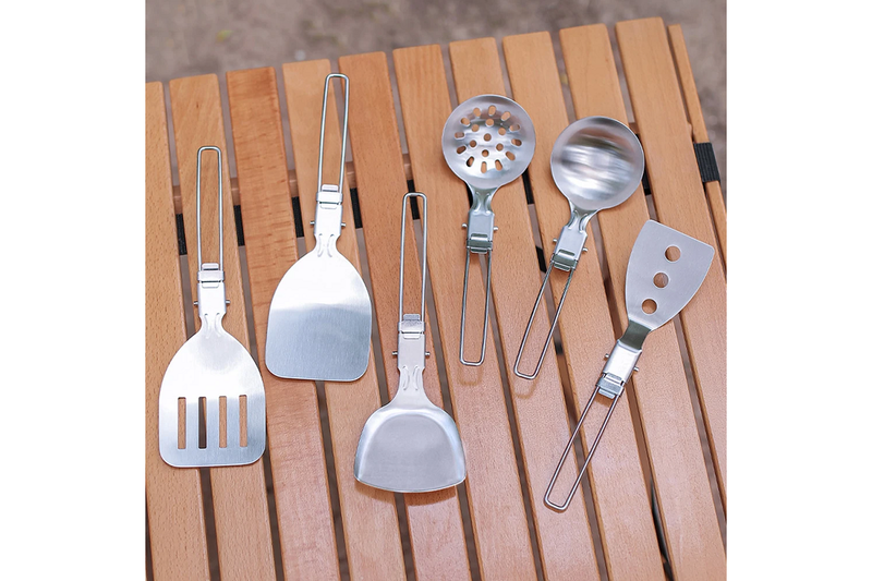 Stainless Steel Kitchen Utensil For Cooking. Includes Spatula Folable Outdoor Camping Utensils Tableware - Standard