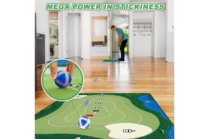 Chipping Golf Game Mat Set Golf Practice Mat Play Mat Indoor Outdoor Games Equipment (Size:With 6pcs Ground Stakes)