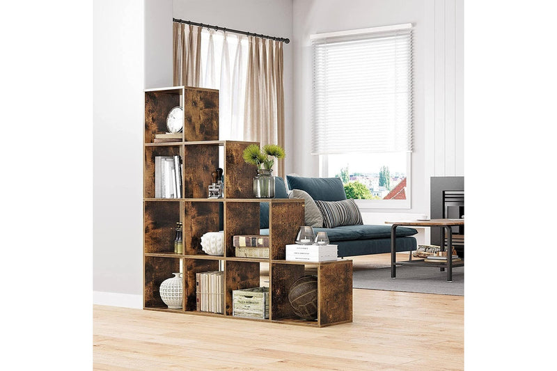 VASAGLE 10 Cubes Staircase Shelf - Rustic Brown