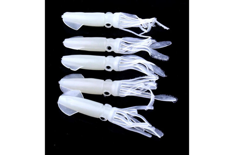 5 Colourful Squid Style Soft Fishing Lures 9cm Length