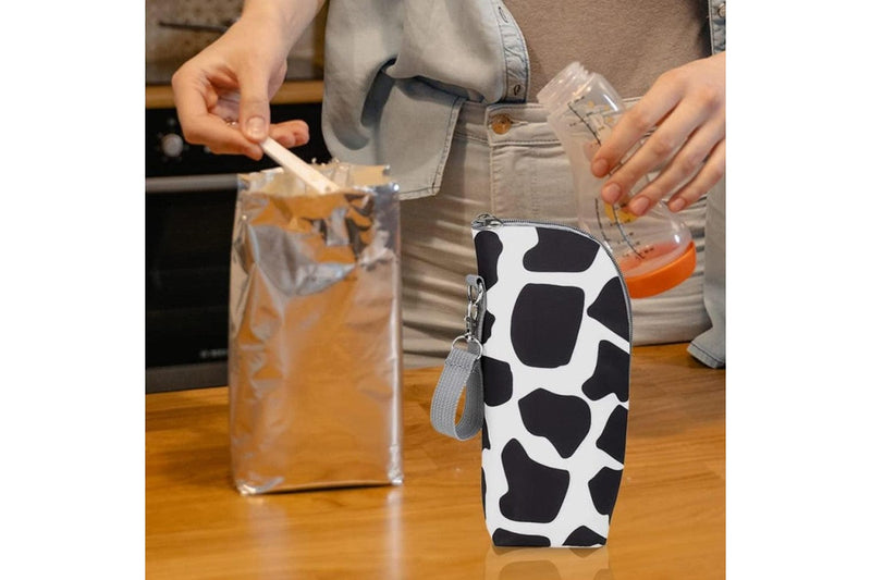 Portable Baby Feeding Milk Bottle Warmer Bag Insulation Thermal Bag Baby Bottle Holder White and Black