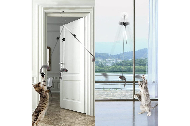 Set of 2 Styles Hanging Door Bouncing Self-Play Interactive Mouse Cat Toy