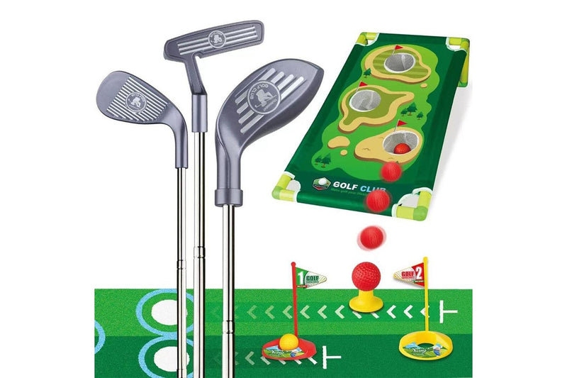 Kids Golf Toy Set Retractable Golf Clubs with Scorecard and Storage Bag Outdoor Yard Games