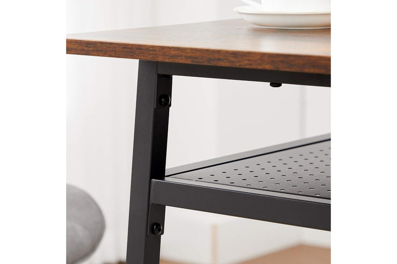 VASAGLE Square Dining Table - Rustic Brown and Black