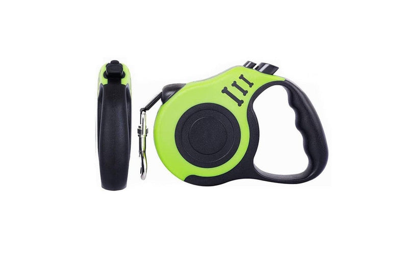 Retractable Dog Leash Extendable 5m With Folding Bowl Dispenser And Waste Bags Green