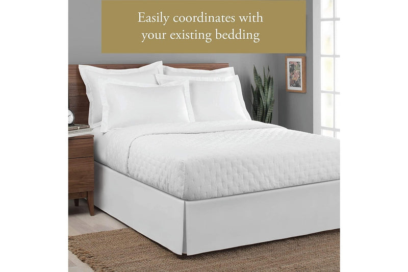 Bedding Tailored Bed Skirt King White, 36 cm Drop Length, Pleated Styling