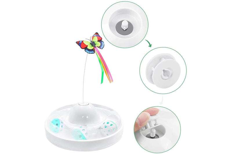 Butterfly Turntable - Interactive Pet Toy (White)