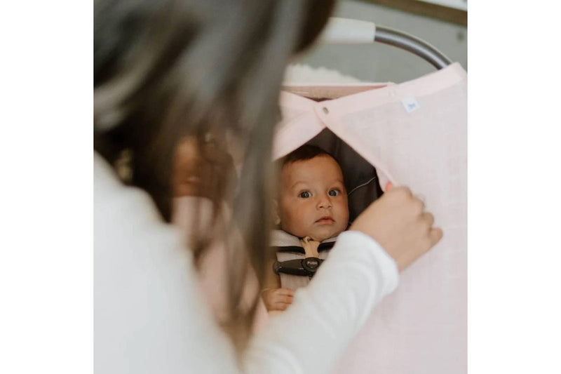 Little Unicorn: Muslin Car Seat Canopy V2 - Rose Petal