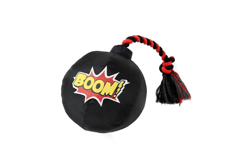 2x Paws & Claws Pet Dog 45cm Bomb-On-A-Rope Oxford w Squeaker Fun Play Toy BLK