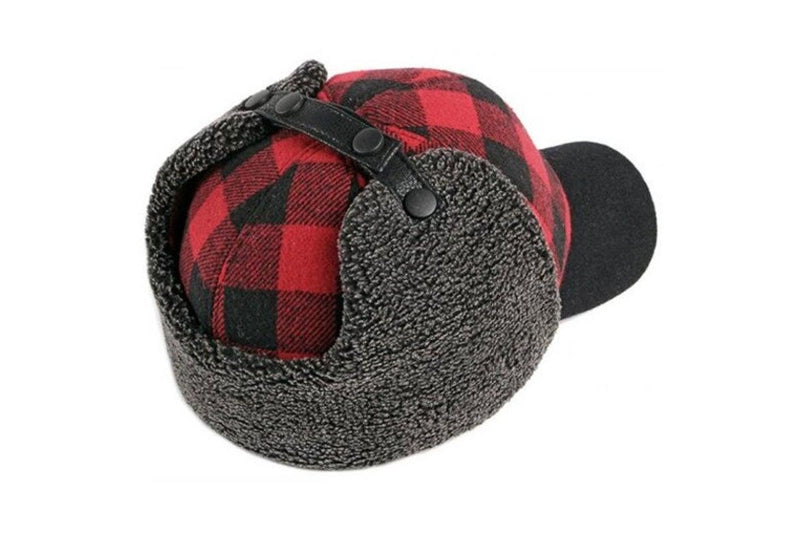 Men's Thick Warm Plaid Ear Protective Hat Fashion Baseball Cap Multi Oversize - Standard