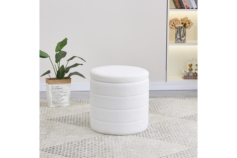 Fraser Country Boucle Ottoman - White