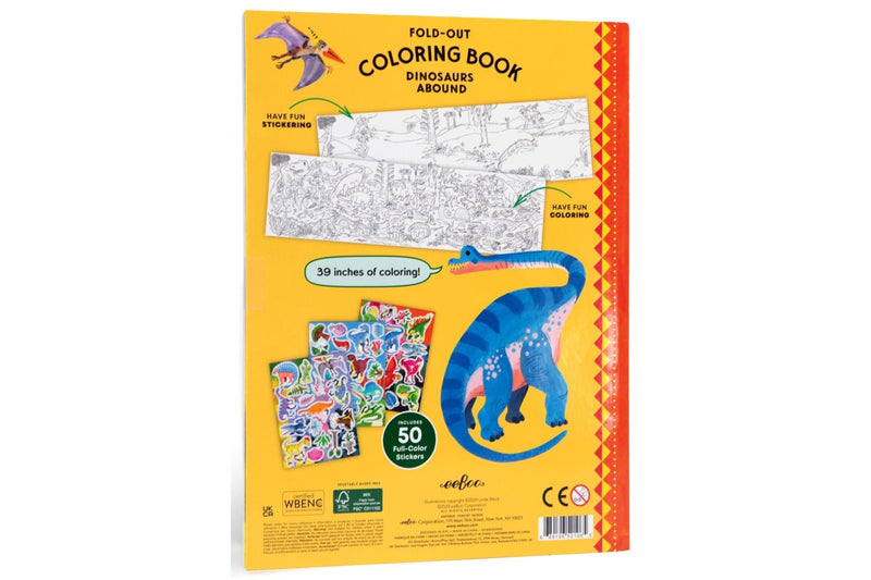 eeBoo: Fold-Out Coloring Book - Dinosaurs Abound