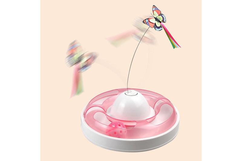 Butterfly Turntable - Interactive Pet Toy (Pink)