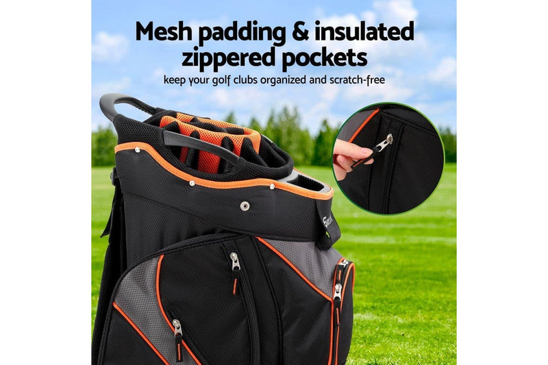 14 Ways Dividers Golf Bag Stand Insulated Carry Bag Zippered Rain Cover