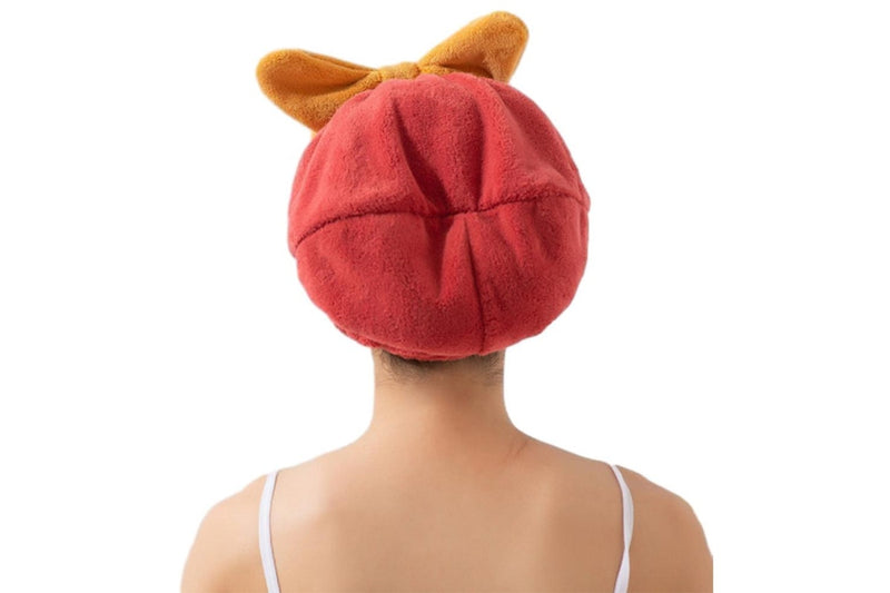 2Pcs Set Quick Absorbent Drying Hair Caps with Bow-Knot Hair Turban Wrap for Women Style 1