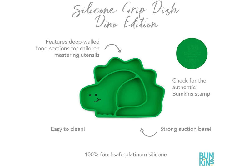 Bumkins: Silicone Grip Dish - Dinosaur