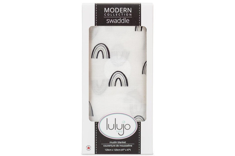 Lulujo: Muslin Bamboo Swaddle - Black Rainbow