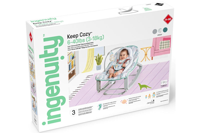 Ingenuity Keep Cozy 3-in-1 Grow With Me Bounce & Rock Seat - Spruce