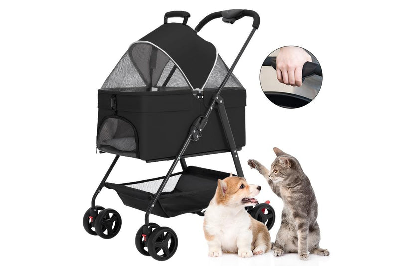 ZOOMIES 3-in-1 Foldable Pet Stroller - Black