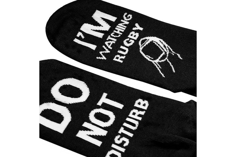 Pair of I'M WATCHING Unisex RUGBY Rugby Socks for Football Lover Black