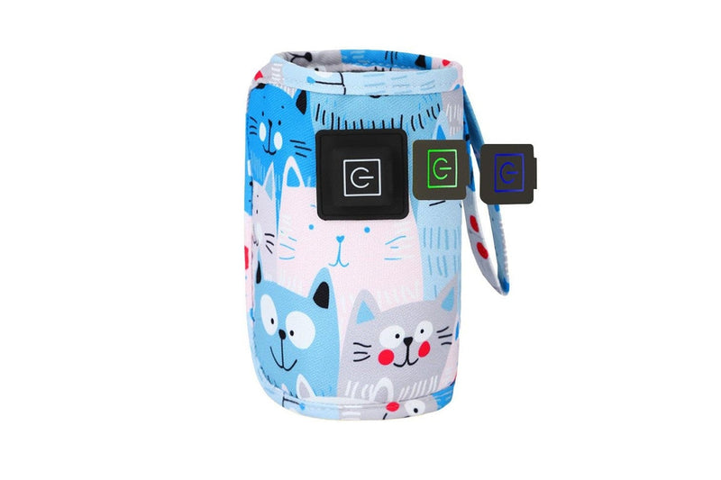 Travel USB Baby Bottle Warmer Milk Heater Bag Thermostat Portable Pouch Blue