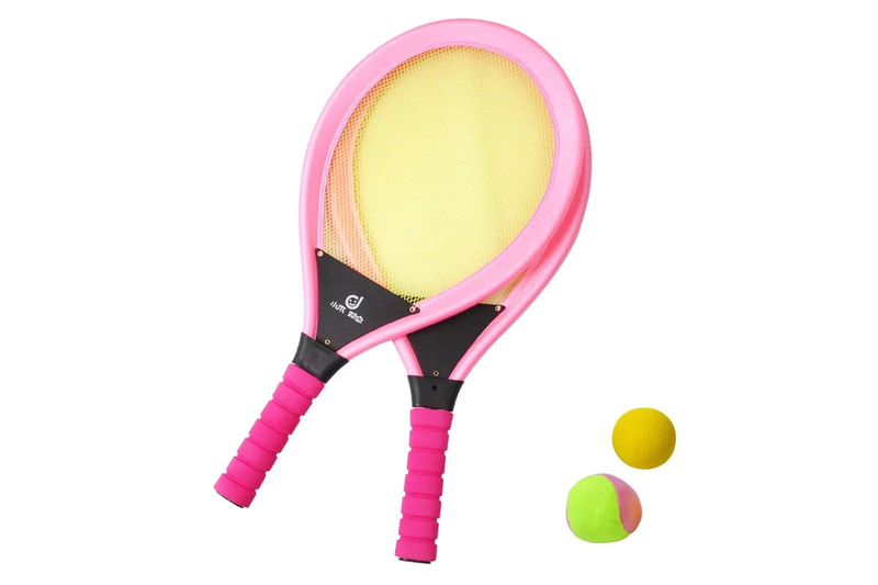 Kids Tennis Racket Set Nbr Badminton Play Game Toy At The Beach Lawn - Blue