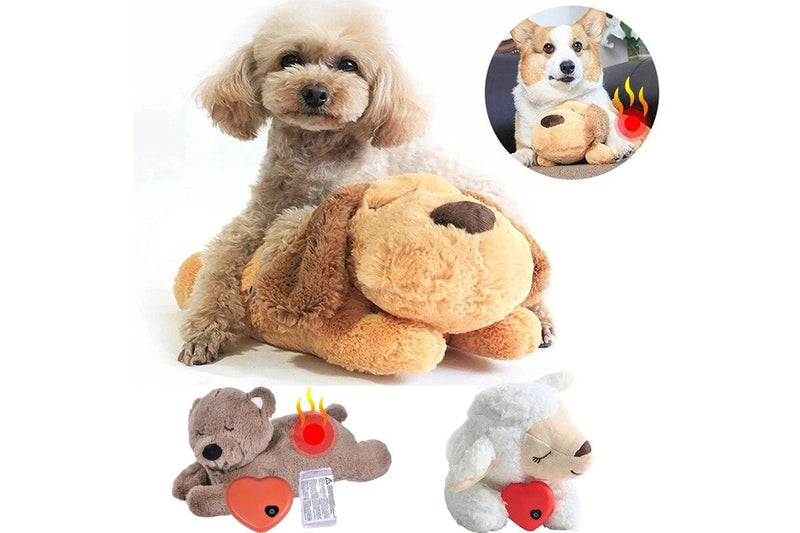 Heartbeat Dog Anxiety Relief Plush Toy Pet Comfortable Behavioral Training Play Aid Tool Soft Sleeping Buddy For Small - Bear