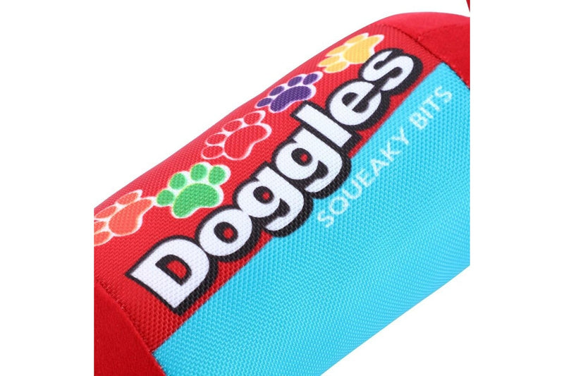 3x Paws & Claws 28cm Candy Roll Oxford Doggles Interactive Dog Toy w Squeaker