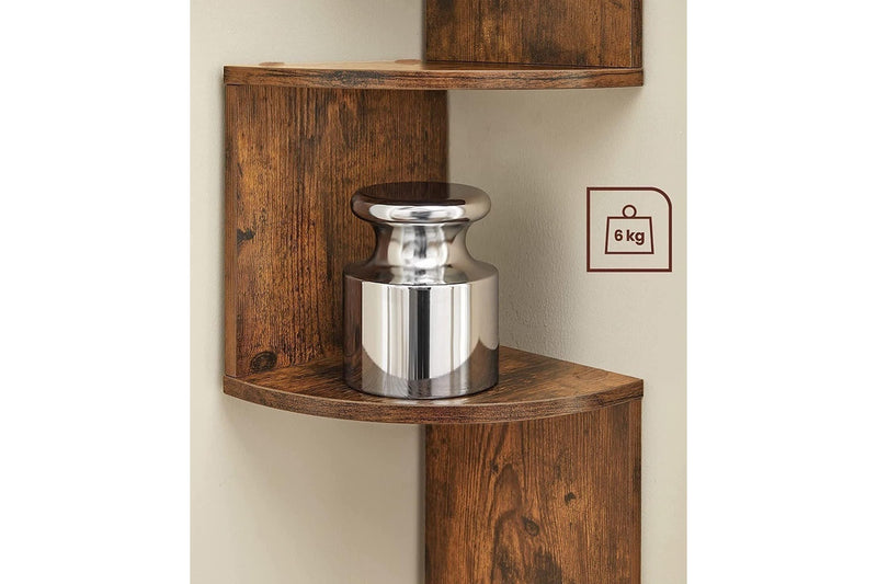 Vasagle Floating Corner Shelf - 5-Tier (Rustic Brown)