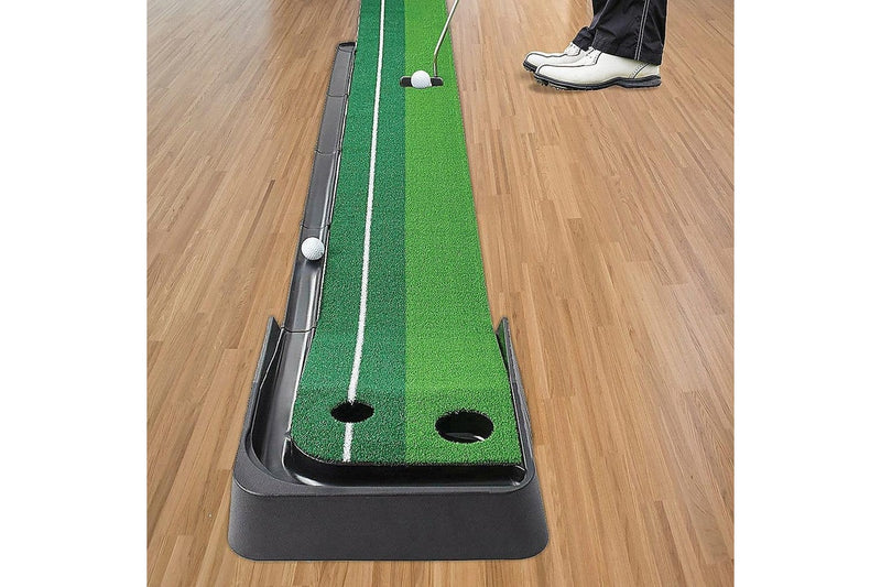 Indoor Practice Putting Green 2.5M Mat Inclined Ball Return Fake Grass Holes