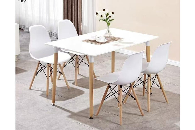 Fraser Country Set of 4 Modern Dining Chair with Beech Wooden Legs - White