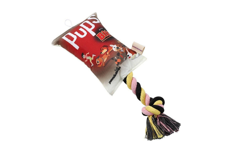 2x Paws & Claws Pet Dog 25cm Pups Snacks Oxford Tugger Play Toy w Rope Assorted