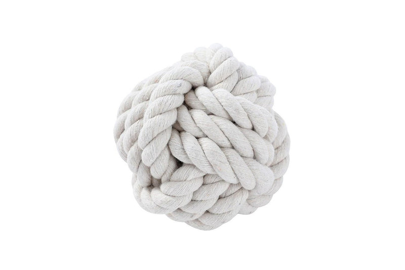 2x Paws & Claws Pet 7.5cm Eco Rope Knotted Ball Interactive Dog Chew Toy White