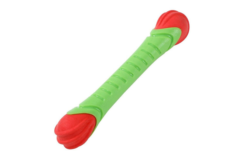 2x Paws & Claws Pet Dog 24cm Ultra Float TPR Baton Toy w Squeaker Fun Play Green